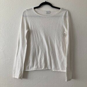 Aritzia Sunday Best Cashmere Blend White Long Sleeve Top Minimalist Basic Small